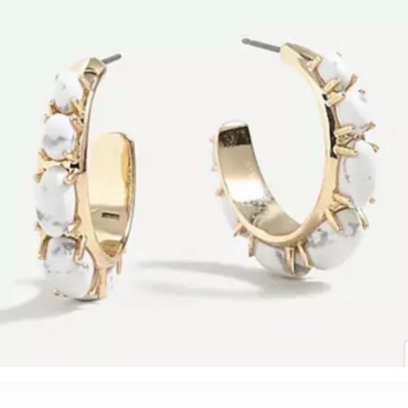 J. Crew Jewelry - J. Crew Candy Stone Hoop Earrings- White